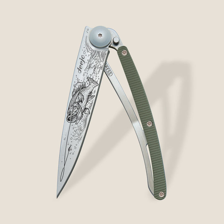 Green Khaki Aluminum Folding Knife | Bass Fishing