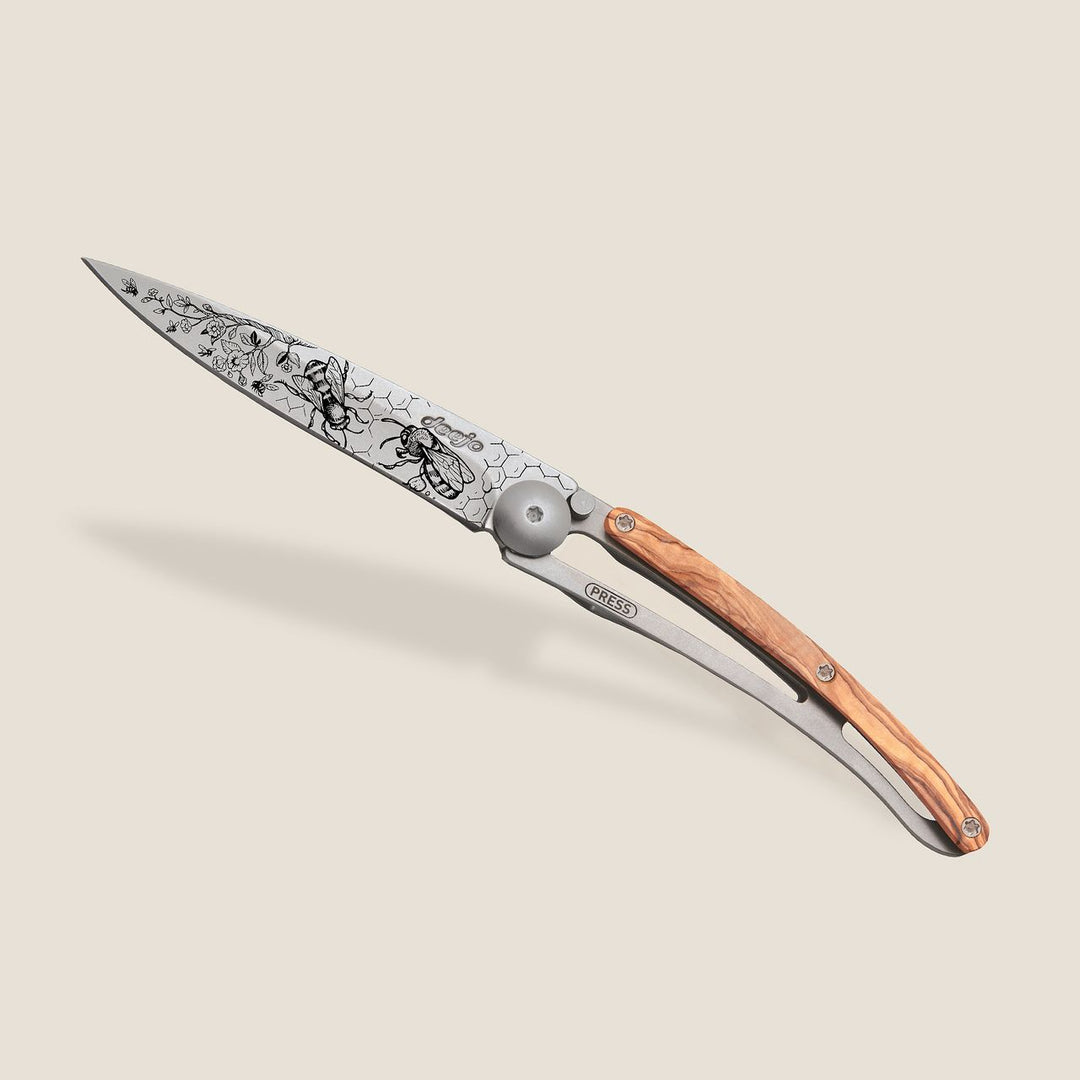 Olive Wood Folding Knife | Bees