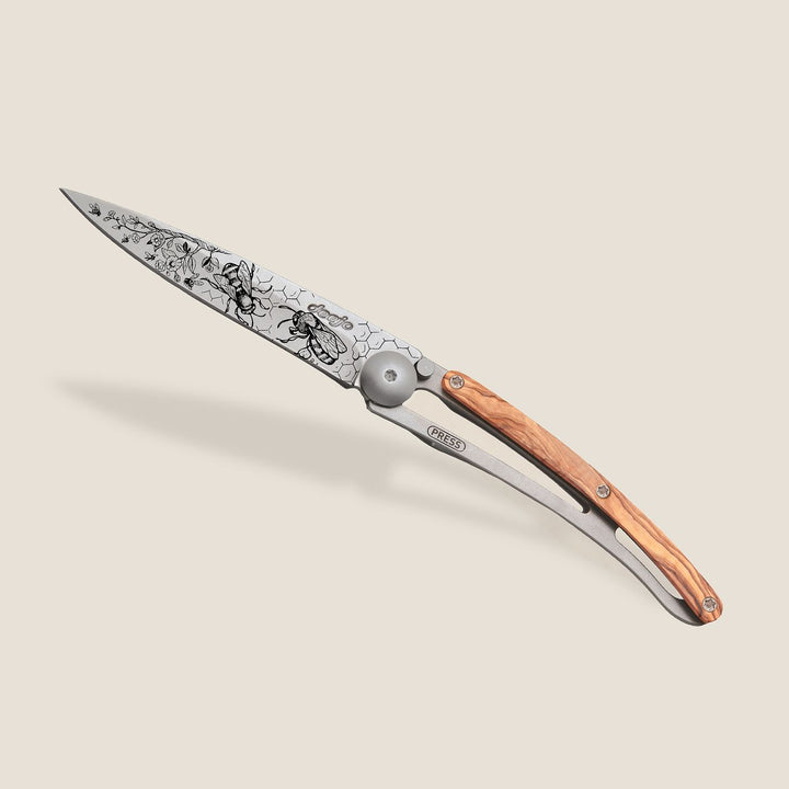 Olive Wood Folding Knife | Bees