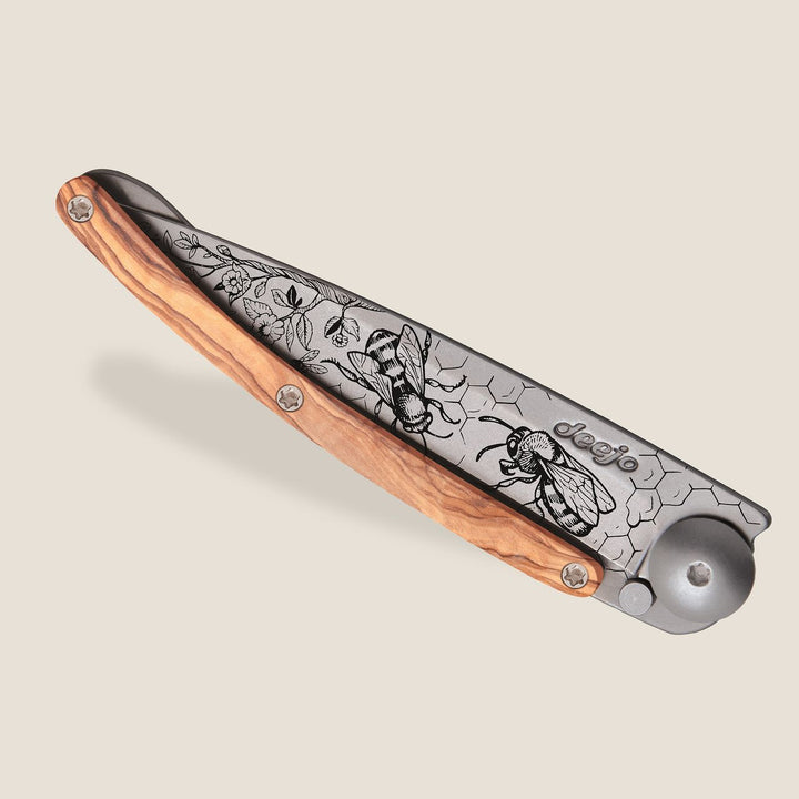 Olive Wood Folding Knife | Bees