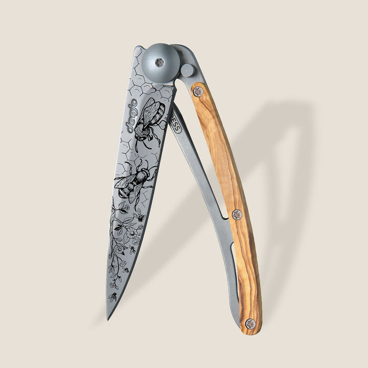 Olive Wood Folding Knife | Bees