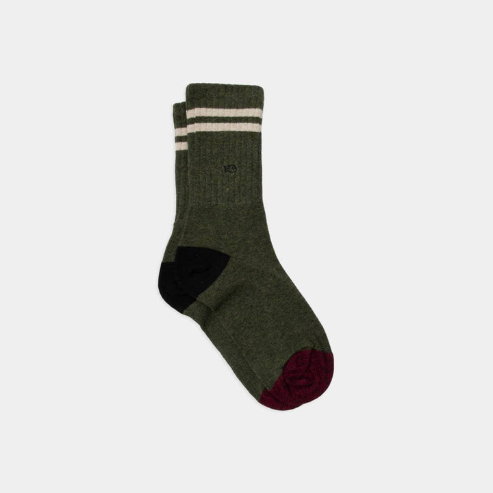 Retro combed cotton socks - khaki and white