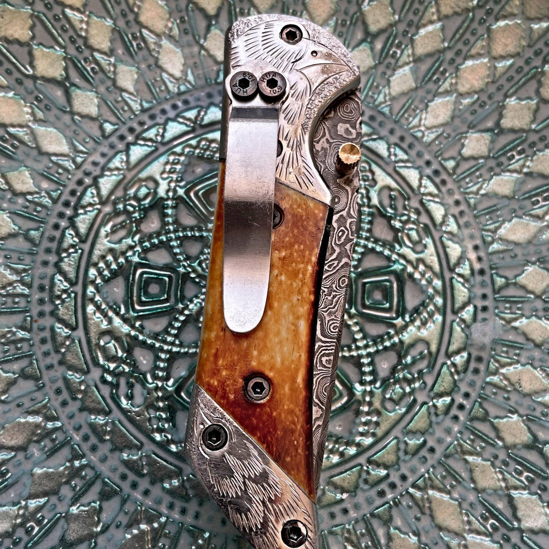 American Eagle | Burnt Damascus Tanto Folding Blade/EDC