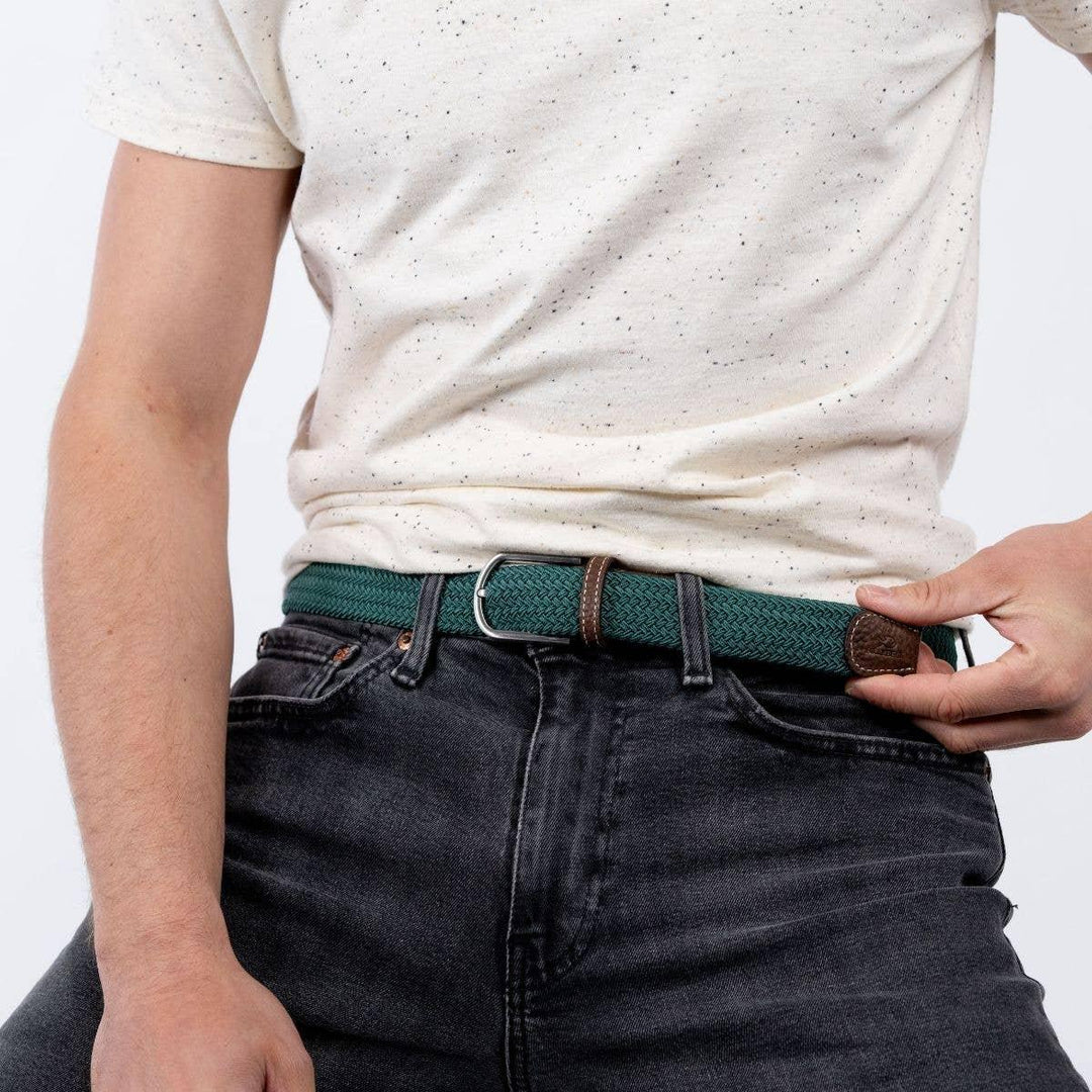 Green pine elastic braided belt