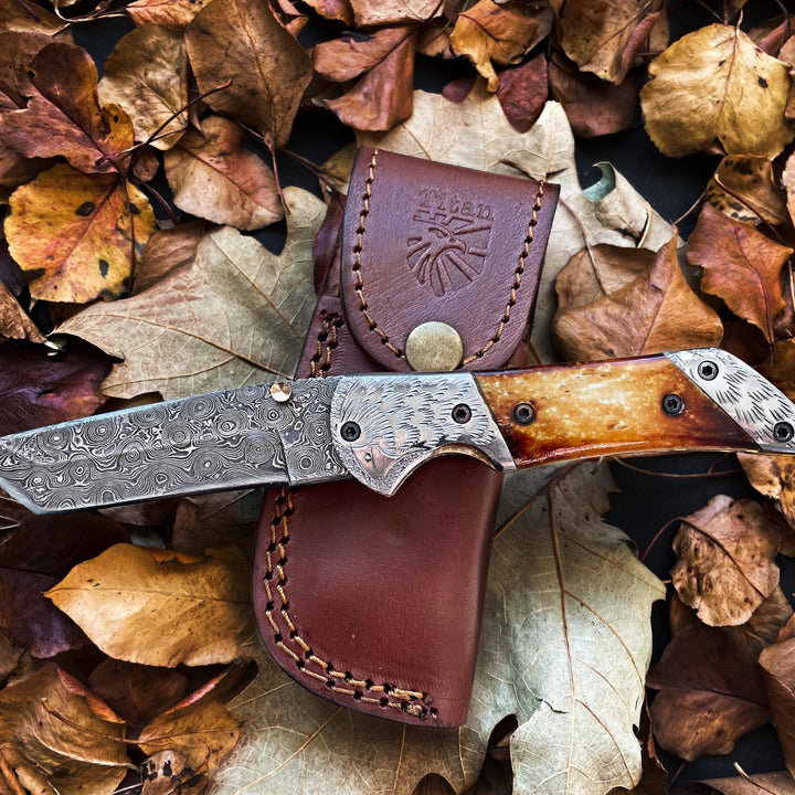 American Eagle | Burnt Damascus Tanto Folding Blade/EDC
