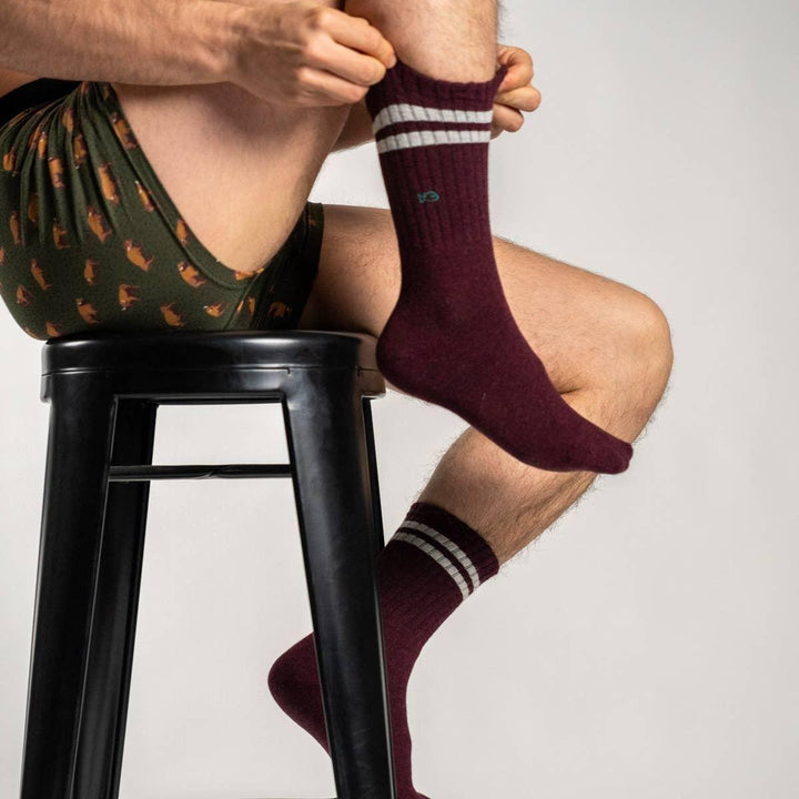 The Retro Burgundy Combed Cotton Socks