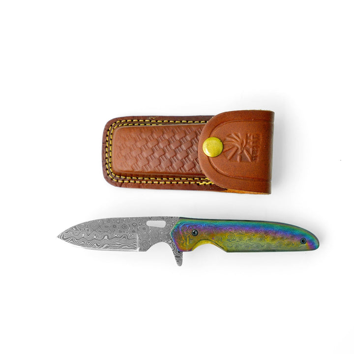 Damascus steel pocket knife Limited Run Transcendence