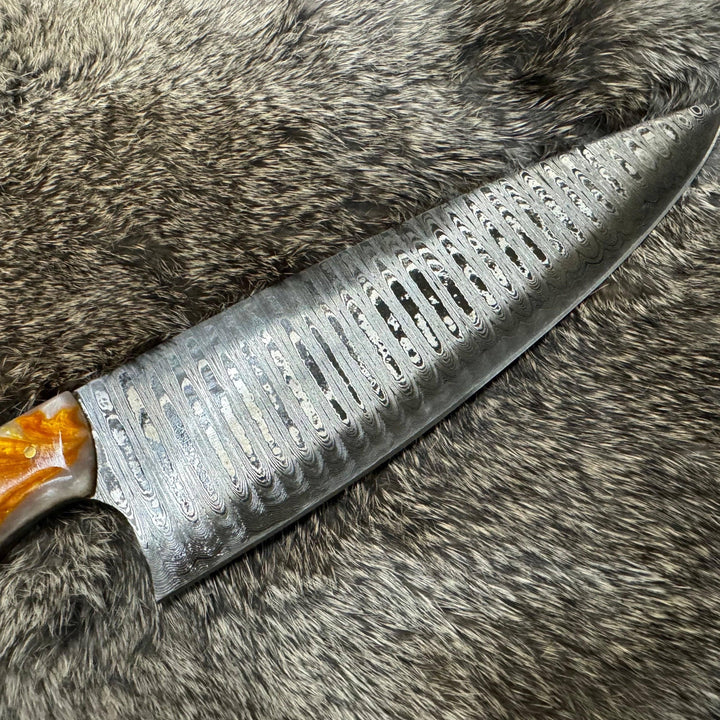 Damascus Steel Chef Knife Swirl Resin