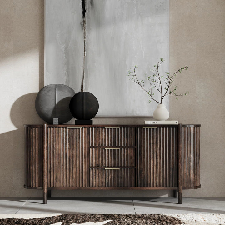 Redford 3 Drawer 2 Door Cabinet | Bark Brown