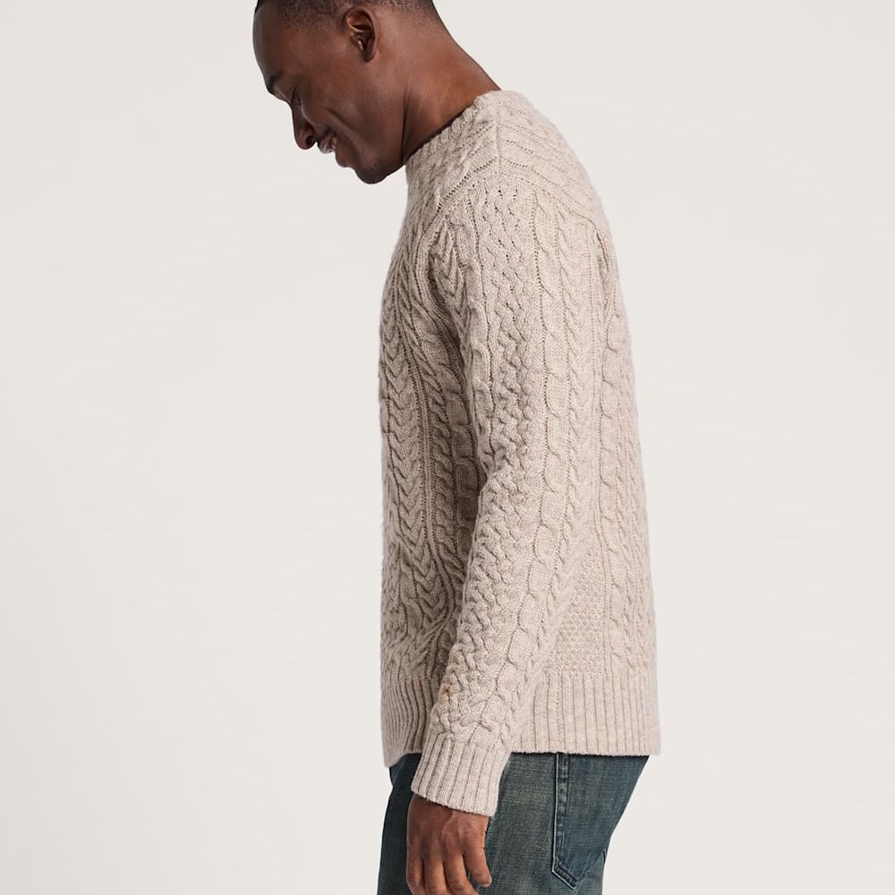 Wool Fisherman Sweater | Wheat Mix