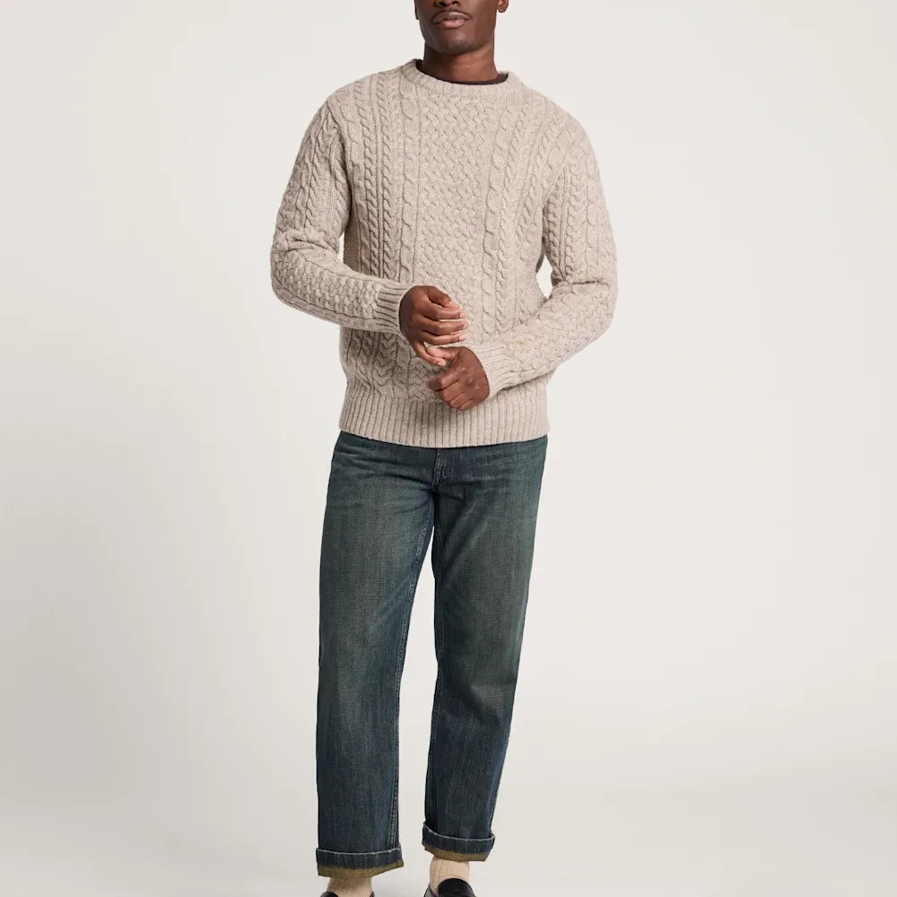 Wool Fisherman Sweater | Wheat Mix