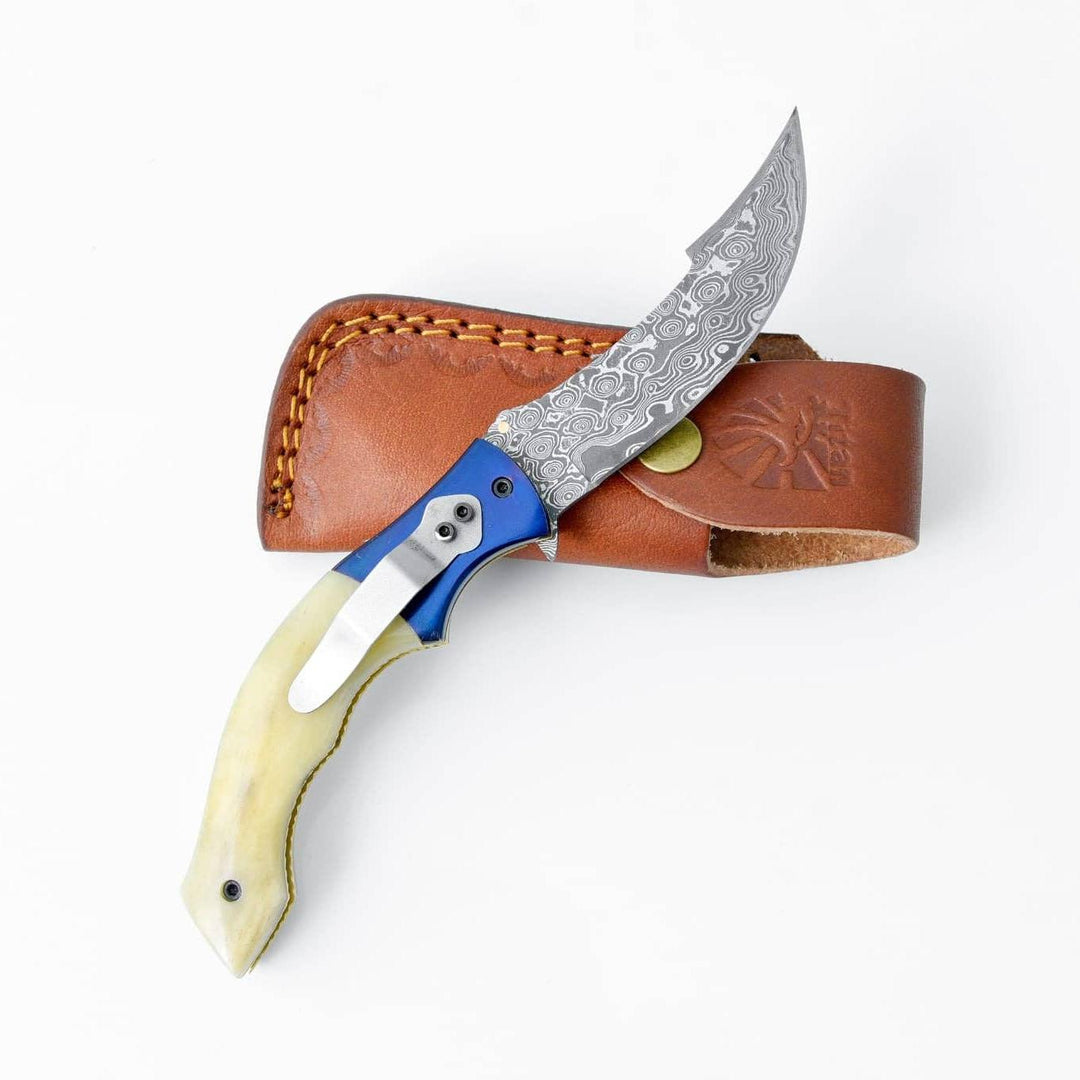 AzureGlide Clip Point Series Damascus Steel