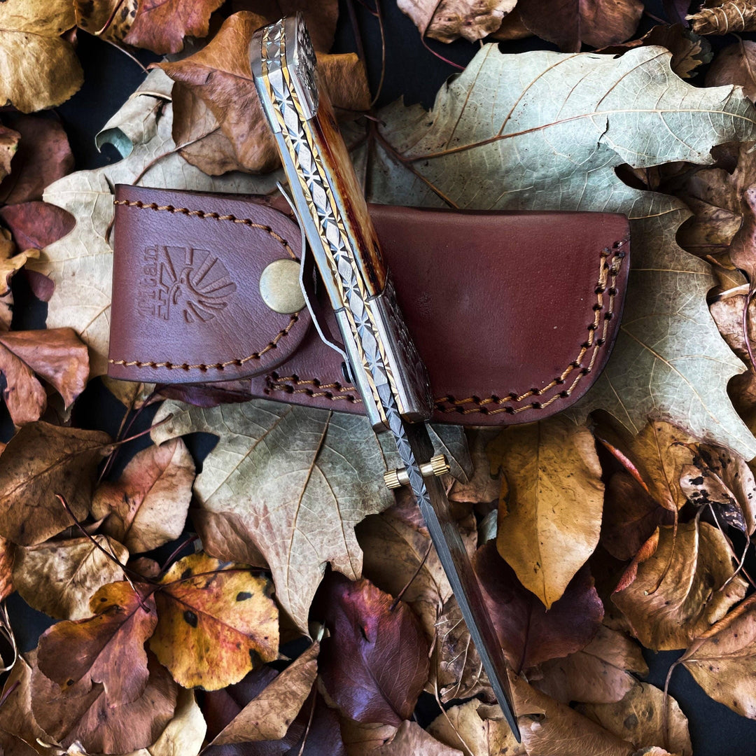 American Eagle | Burnt Damascus Tanto Folding Blade/EDC
