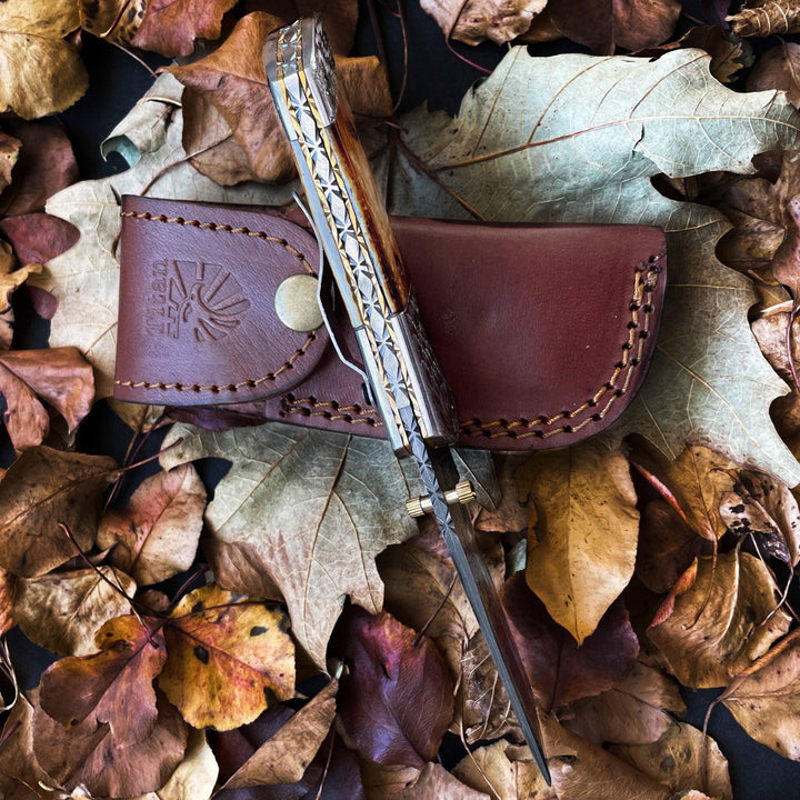 American Eagle | Burnt Damascus Tanto Folding Blade/EDC