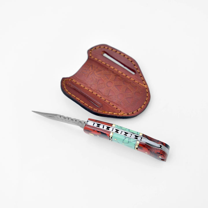 Limited Run Resin Damascus Pocketknife