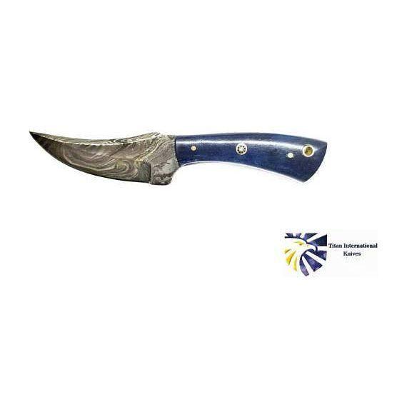 Damascus Steel Skinner Knife, Dyed Bone Grip by Titan