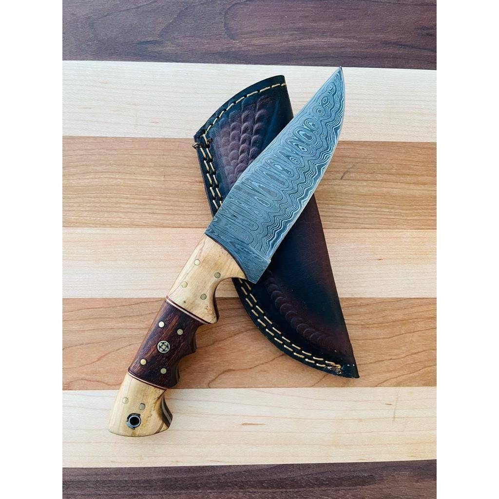 RusticLoom Damascus Utility Knife