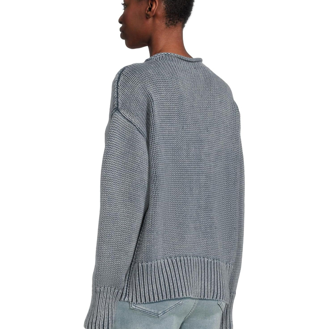 Sunwashed Cotton Roll Neck Sweater | Blue