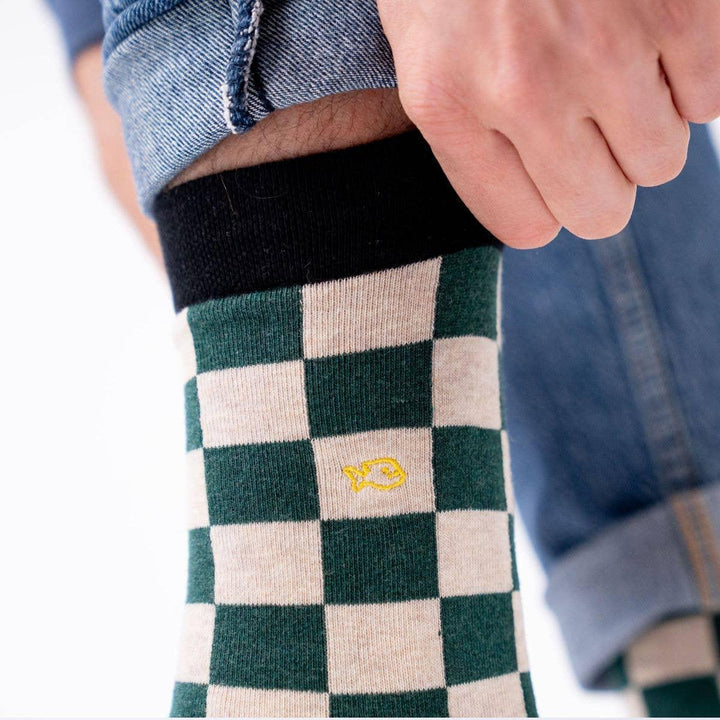 Checkered combed cotton socks - Tourist trophy