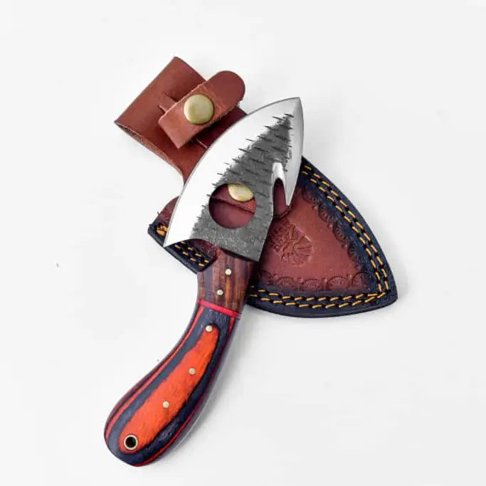 Handcrafted Gut Hook Skinner Knife w/ Exotic Wood Handle