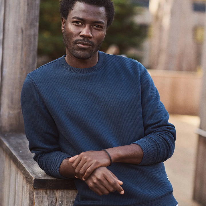 Corbet Quilted Crewneck | Navy