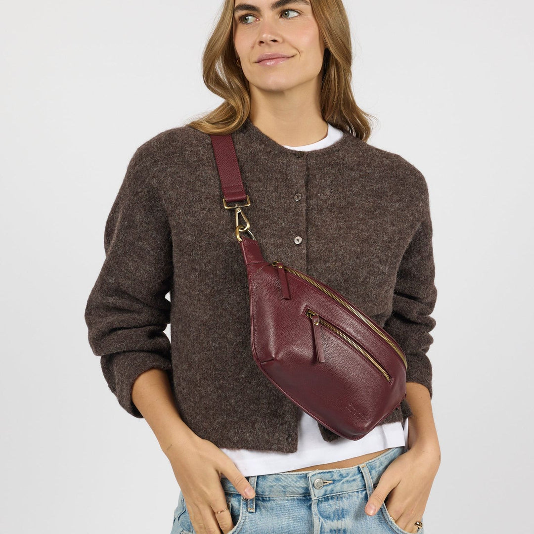 Drew Bum Bag | Dark Cherry Soft Grain Leather