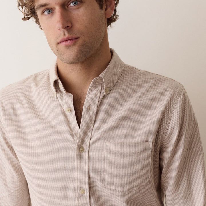 California Oxford Shirt | Taupe Houndstooth