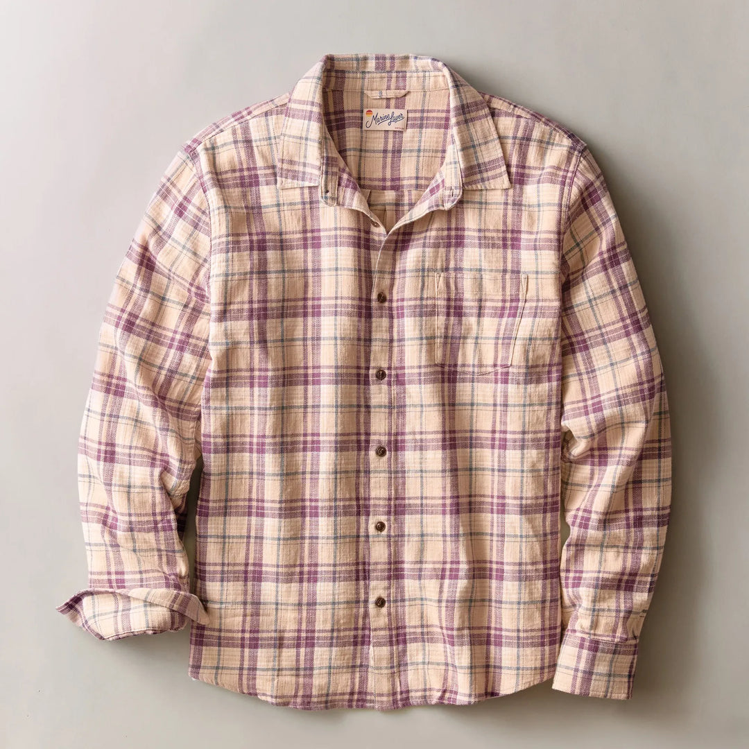 Stretch Selvage Long Sleeve Shirt | Green/Purple Multi Plaid