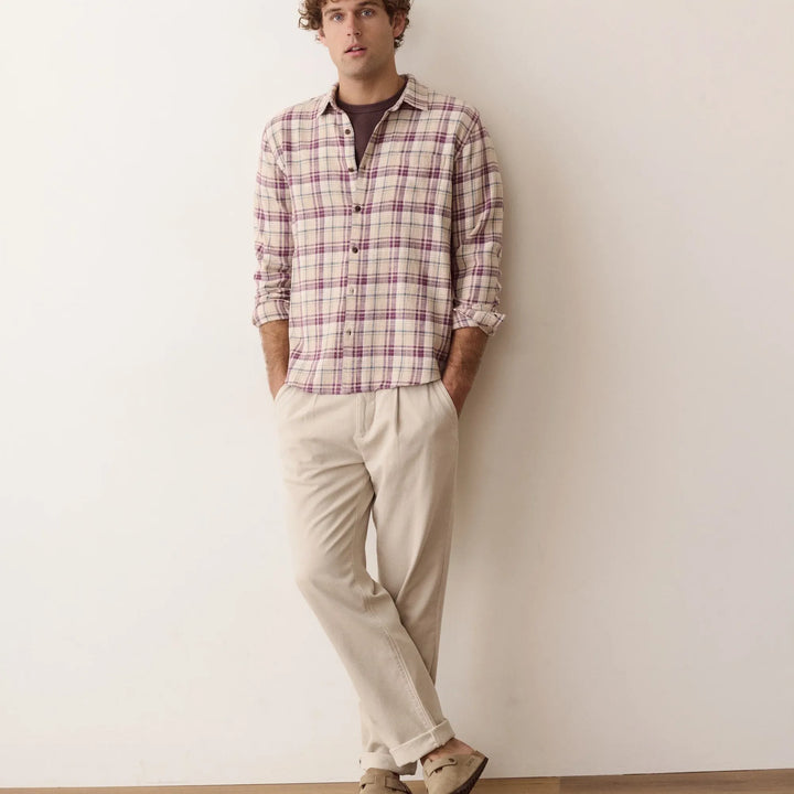 Stretch Selvage Long Sleeve Shirt | Green/Purple Multi Plaid
