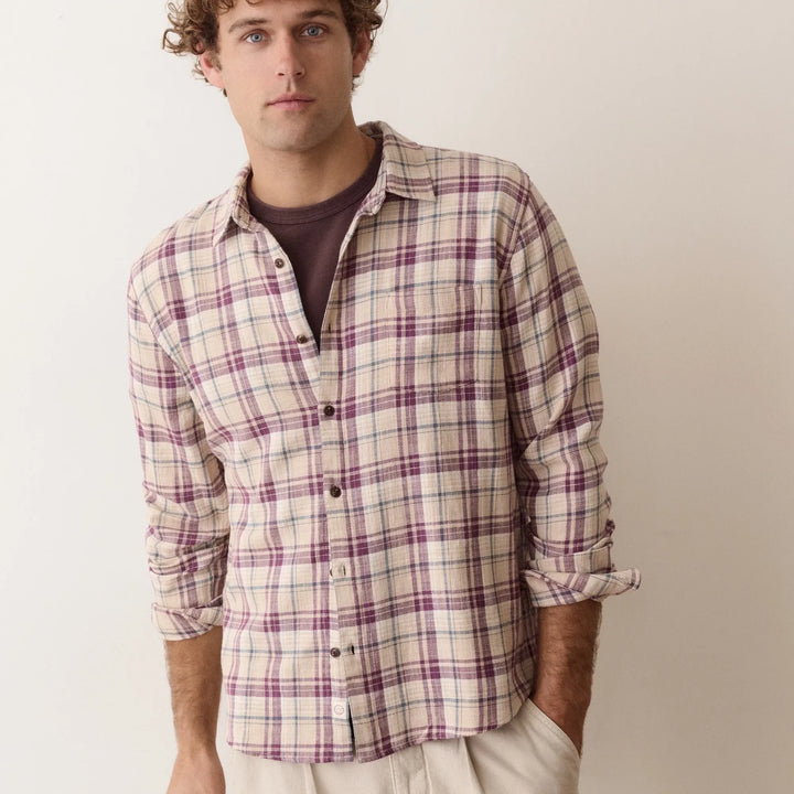 Stretch Selvage Long Sleeve Shirt | Green/Purple Multi Plaid