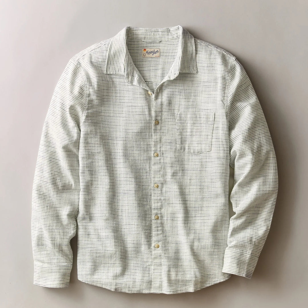 Stretch Selvage Long Sleeve Shirt | Natural/Black Stripe