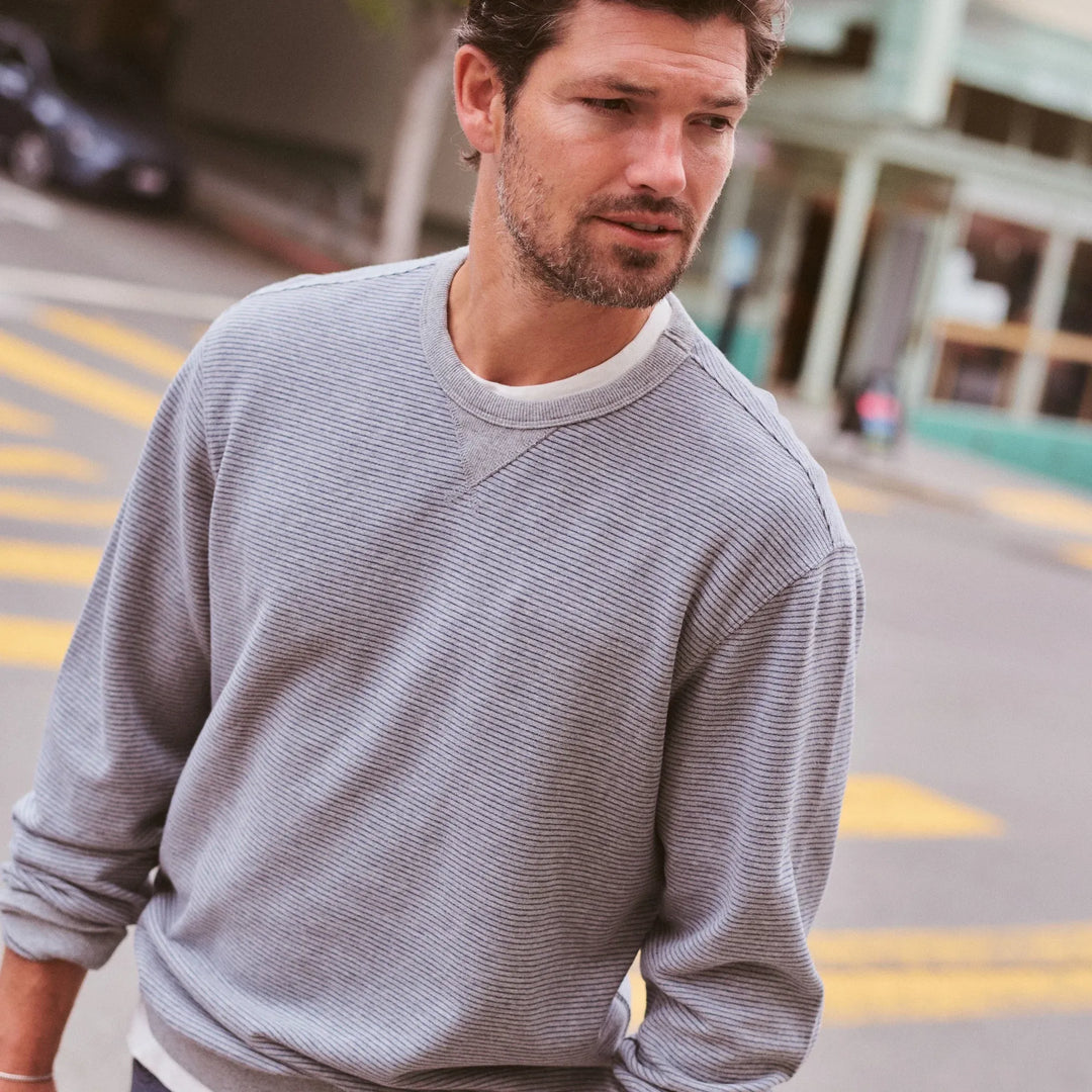 Cloud 9 Fleece Relaxed Crewneck | Heather Grey Stripe