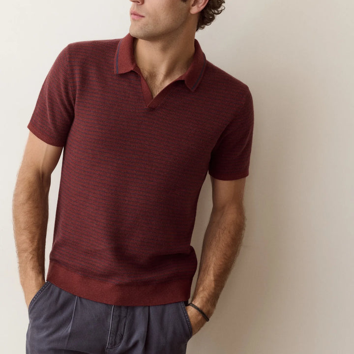 Liam Sweater Polo | Red/Navy Stripe