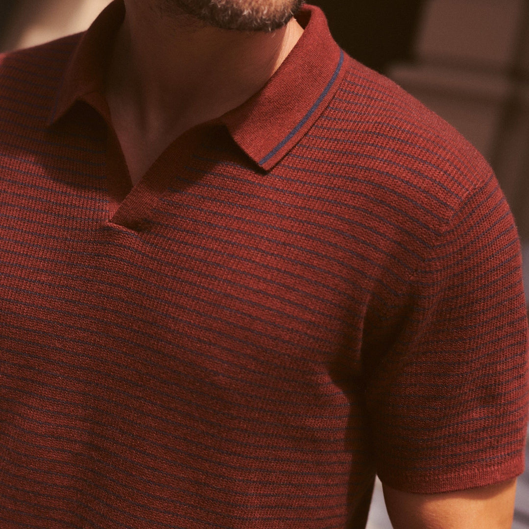 Liam Sweater Polo | Red/Navy Stripe
