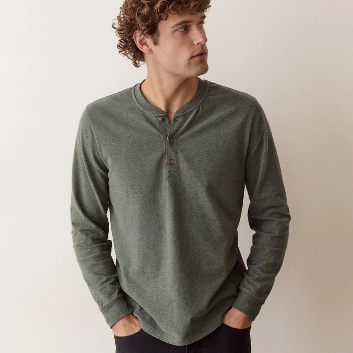 Luxe Jersey Henley | Balsam Green Heather