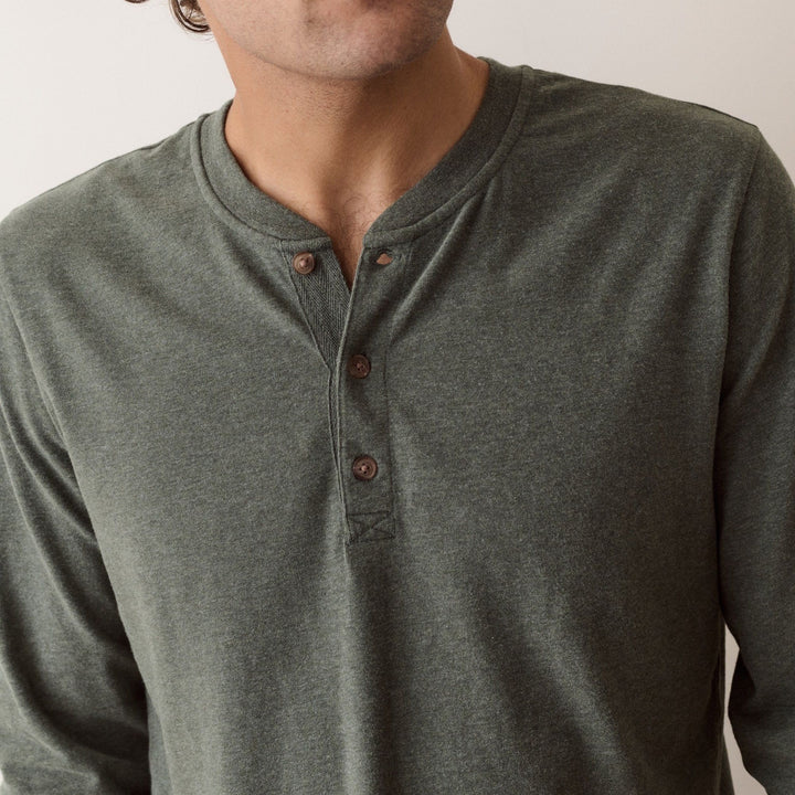 Luxe Jersey Henley | Balsam Green Heather