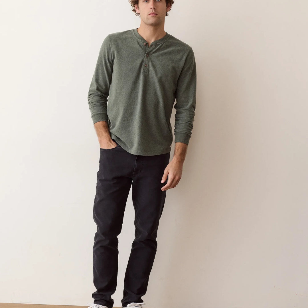 Luxe Jersey Henley | Balsam Green Heather