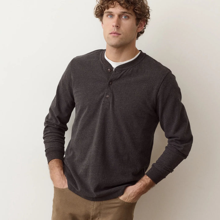 Luxe Jersey Henley | Java Heather