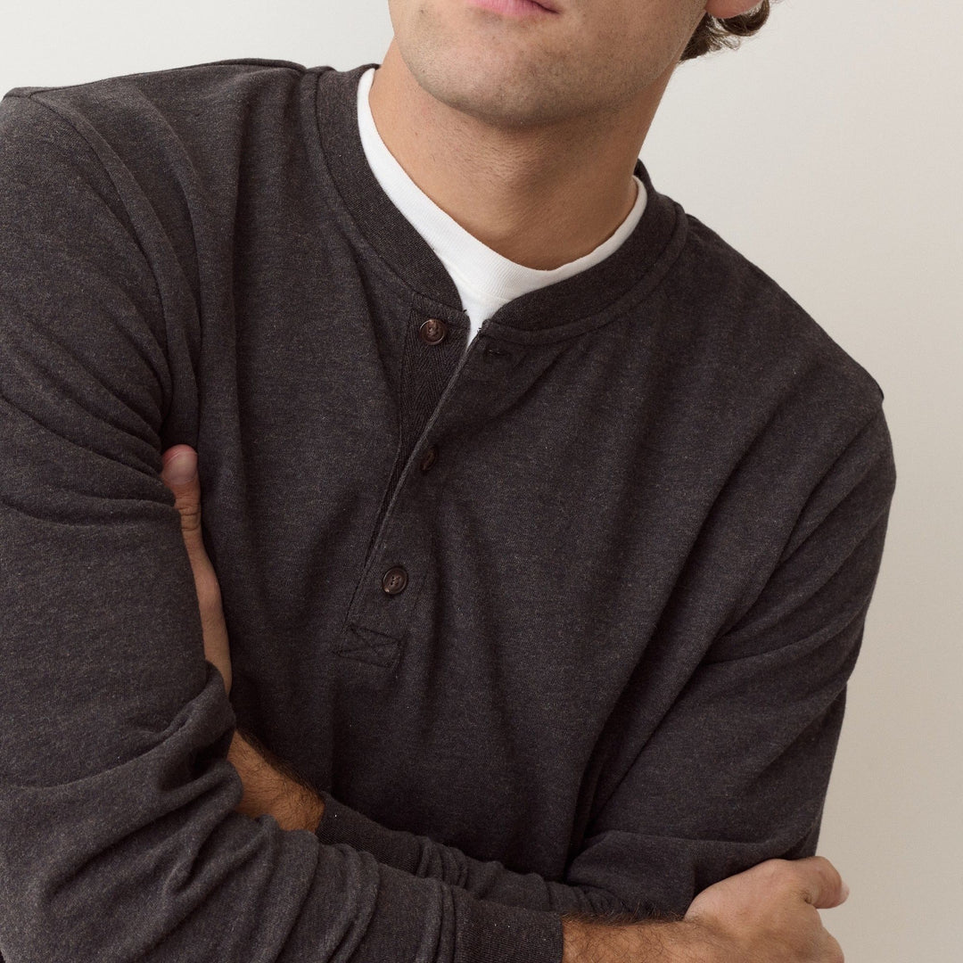 Luxe Jersey Henley | Java Heather