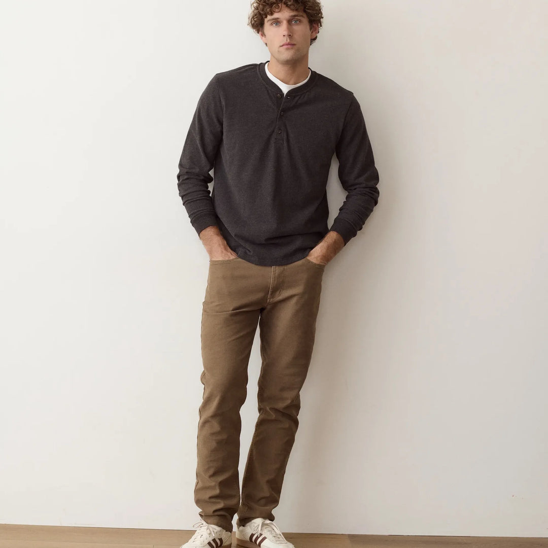 Luxe Jersey Henley | Java Heather