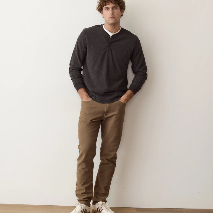 Luxe Jersey Henley | Java Heather