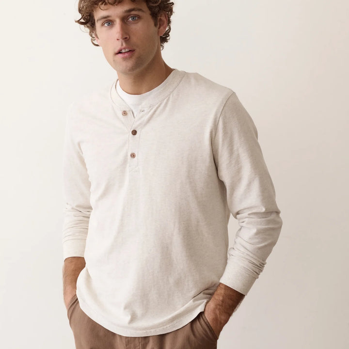Luxe Jersey Henley | Oatmeal Heather