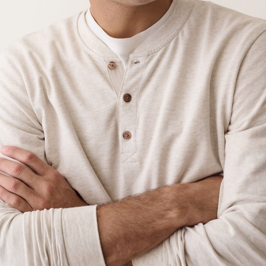 Luxe Jersey Henley | Oatmeal Heather