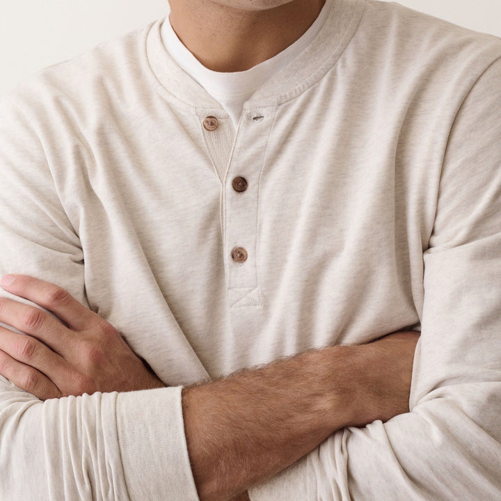Luxe Jersey Henley | Oatmeal Heather