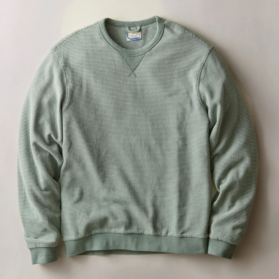 Cloud 9 Fleece Relaxed Crewneck | Balsam Green Stripe