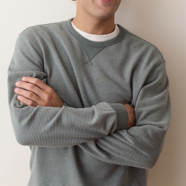 Cloud 9 Fleece Relaxed Crewneck | Balsam Green Stripe