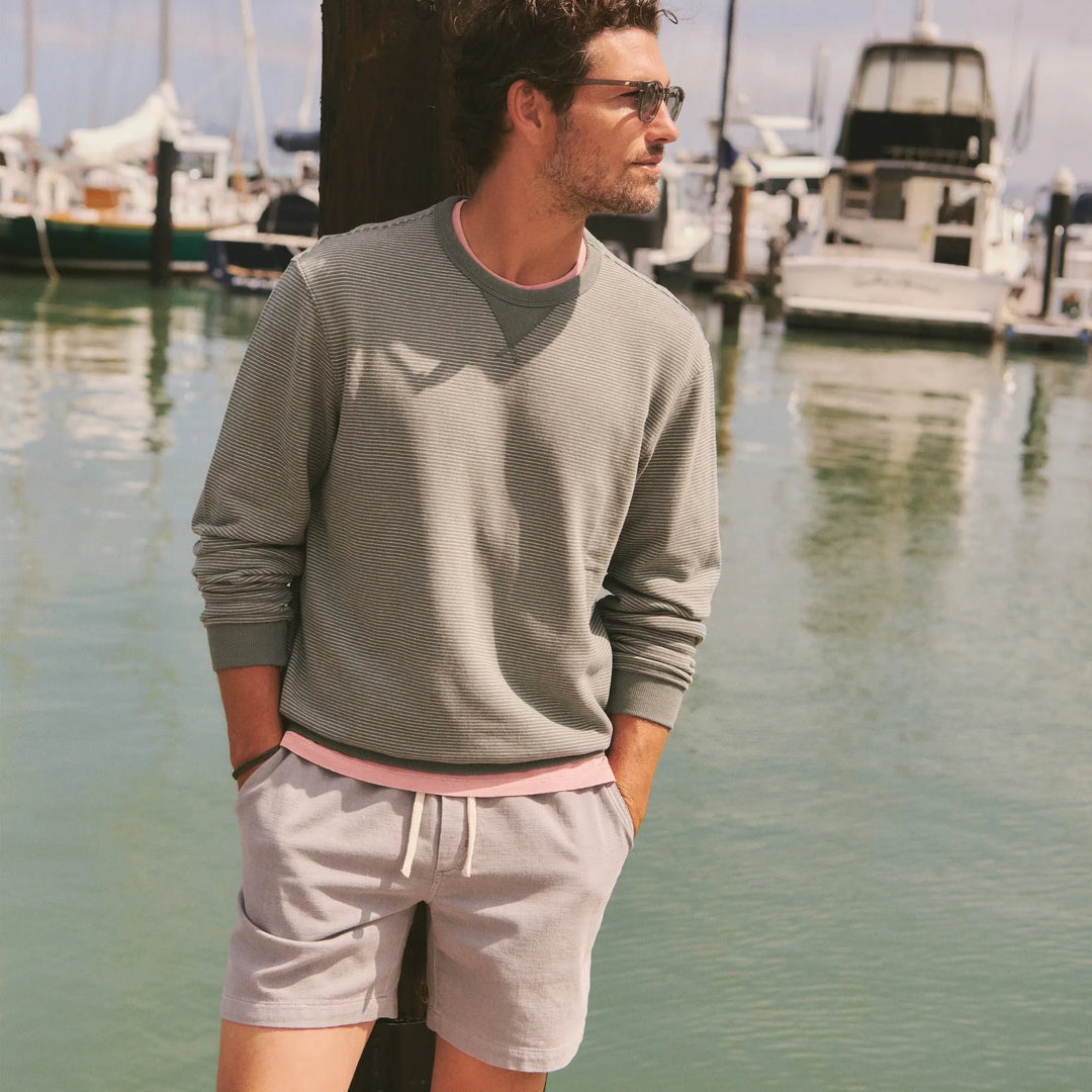Cloud 9 Fleece Relaxed Crewneck | Balsam Green Stripe
