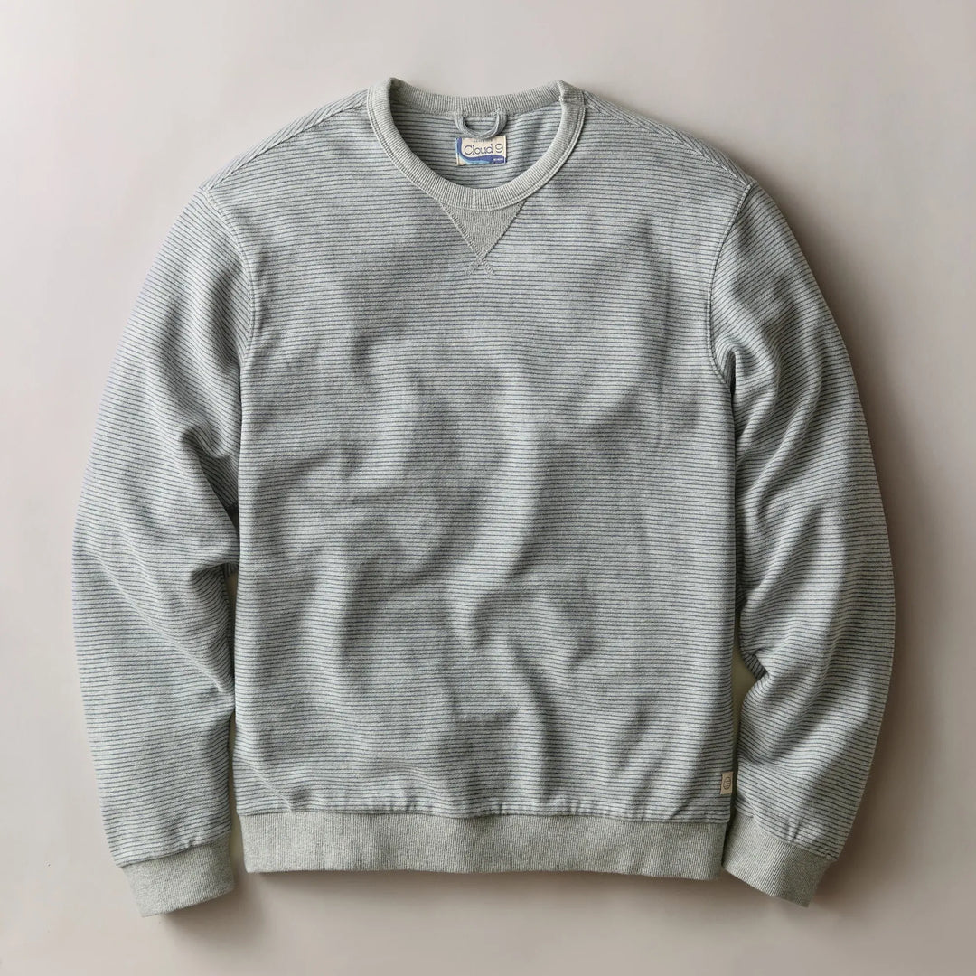 Cloud 9 Fleece Relaxed Crewneck | Heather Grey Stripe