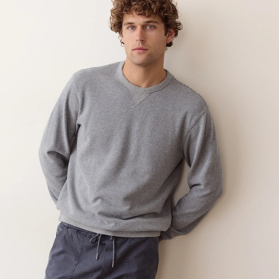 Cloud 9 Fleece Relaxed Crewneck | Heather Grey Stripe