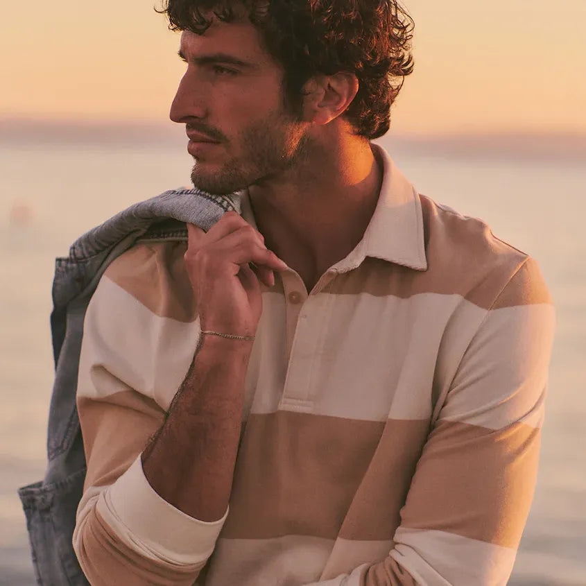Sueded Rugby Polo | Sand/Whitecap